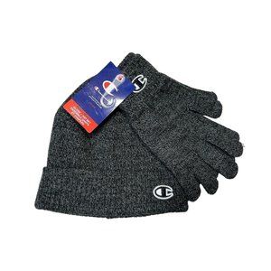 New CHAMPION Womens Marled Hat & Gloves Set OS